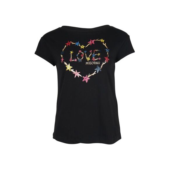 Love Moschino Heart Logo Print T-shirt in Black Cotton